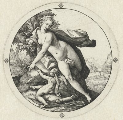 Venus och Amor Venus fryser utan Ceres och Bacchus (titel på objekt) av Hendrick Goltzius