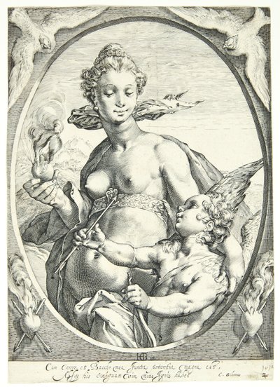 Venus och Amor av Hendrick Goltzius