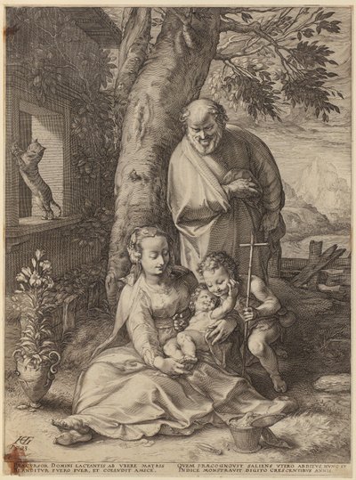 Förkunnelsen, blad 1 i serien ”Jungfru Marias liv” av Hendrick Goltzius