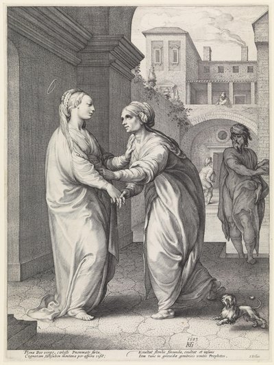 Besök, Maria och hennes kusin Elisabet av Hendrick Goltzius