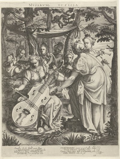 Concert van de muzen op de Parnassus Offices of the Muses (titel på objekt) av Hendrick Hondius (I)