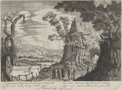 Johannes döparen identifierar Kristus som Guds lamm av Hendrick Hondius (I)