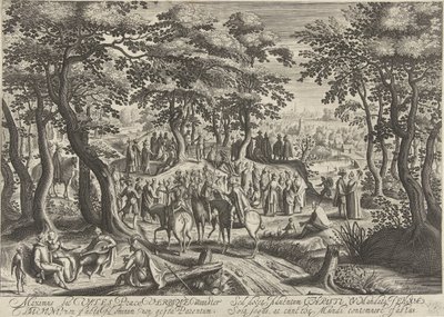 Johannes Döparen predikar för folkmassan av Hendrick Hondius (I)