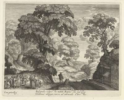 Landskap med helande av blinda av Hendrick Hondius (I)