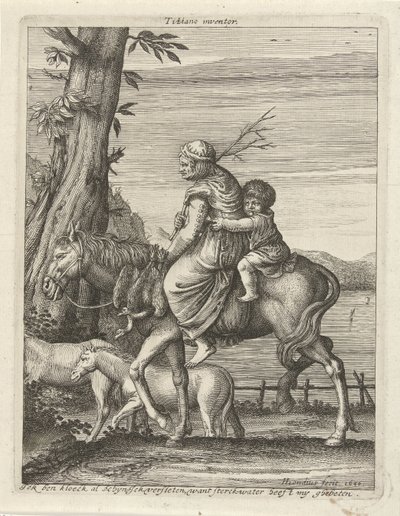 Kvinna och barn till häst av Hendrick Hondius (I)