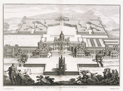 Castle Howard i Yorkshire, från "Vitruvius Britannicus", eller "The British Architect, containing the plans, elevations and sections of the regular buildings both publick and private, in Great Britain" av Colin Campbell av Hendrick Hulsberg