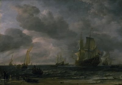 Skeppar i en bris utanför den holländska kusten av Hendrick Jacobsz Dubbels