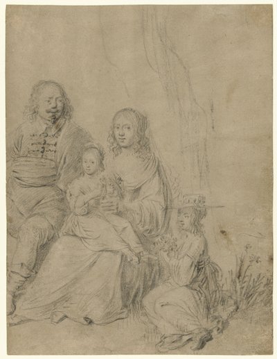 Familjegrupp bestående av ett par föräldrar och två döttrar av Hendrick Martensz. Sorgh (attributed to)