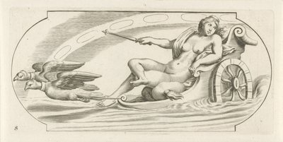 Aurora på en vagn Nouveau Livre des Dieux et Deeßes De la Marine Bouckje of Sea Gods and Goddesses (serietitel) av Hendrick de Keyser (I)