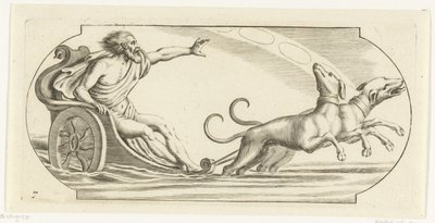 Marsch på en vagn Nouveau Livre des Dieux et Deeßes De la Marine Bouckje of Sea Gods and Goddesses (serietitel) av Hendrick de Keyser (I)