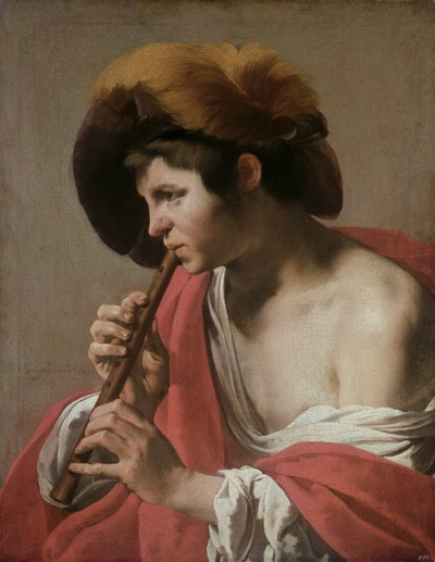 Knave Playing a Recorder, 1621  av Hendrick ter Brugghen