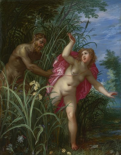 Pan förföljer nymfen Syrinx. Troligen efter 1615 av Hendrick van Balen