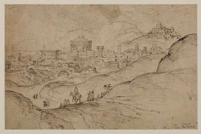 Landskap med utsikt över en stad, 1500-talet av Hendrick van Cleve