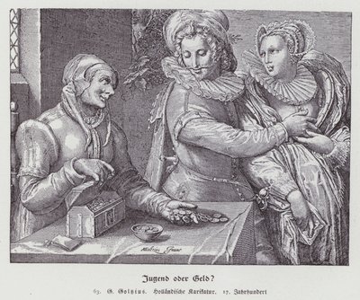 Ojämlik kärlek av Hendrik (after) Goltzius