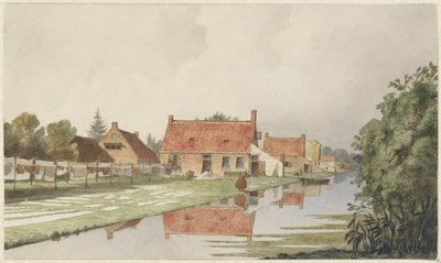 Blekningsanläggningar bakom ett fartyg av Hendrik Abraham Klinkhamer