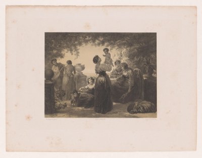 Italienska kvinnor vid ett bord av Hendrik Adriaan Christiaan Dekker