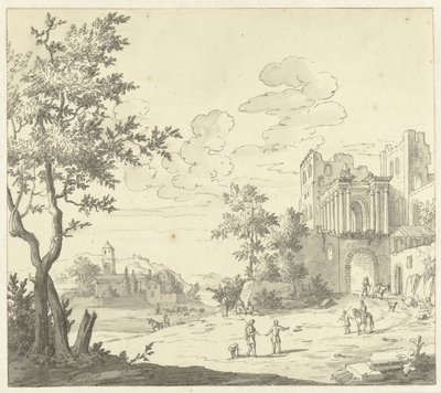 Italienskt ansikte med ruin av Hendrik Carré (II)