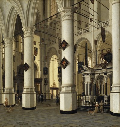 Interior de la nouvelle eglise de Delft - Interiör av Nieuwe Kerk, Delft, av Vliet, Hendrick Cornelisz. från (1611-1675). Olja-på-trä. Mått: 41x39 cm. Nationalmuseum Stockholm av Hendrik Cornelisz. van Vliet