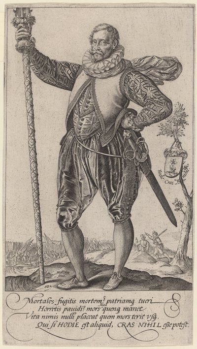 En Pike-Man vände sig till vänster av Hendrik Goltzius