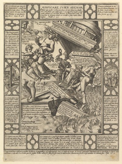 Aedificare Super Arenam, från Allegories of the Christian Faith, från Christian and P..., 1575-1617. av Hendrik Goltzius