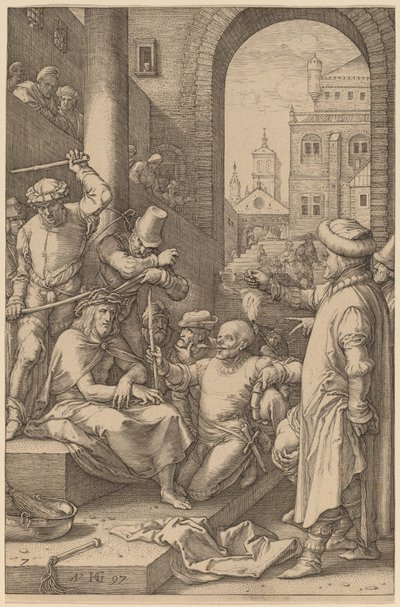 Kristus krönt med törnar av Hendrik Goltzius