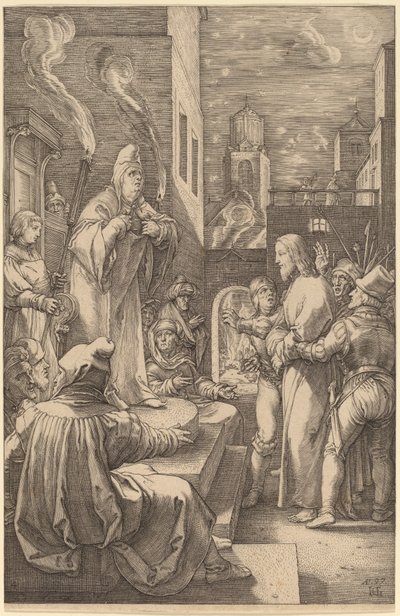 Kristus före Kaifas av Hendrik Goltzius