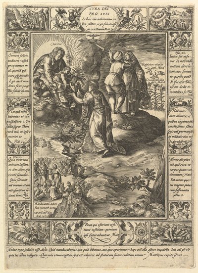 Cura Dei Pro Suis, från Allegories of the Christian Faith, från Christian and Profana Allegories. av Hendrik Goltzius