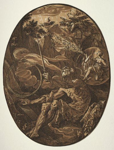 Demogorgon i evighetens grotta, ca. 1588. av Hendrik Goltzius