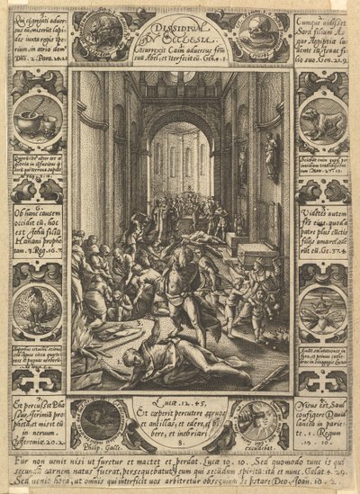 Oenighet i kyrkan Dissidium i kyrkan, ca. 1578 av Hendrik Goltzius