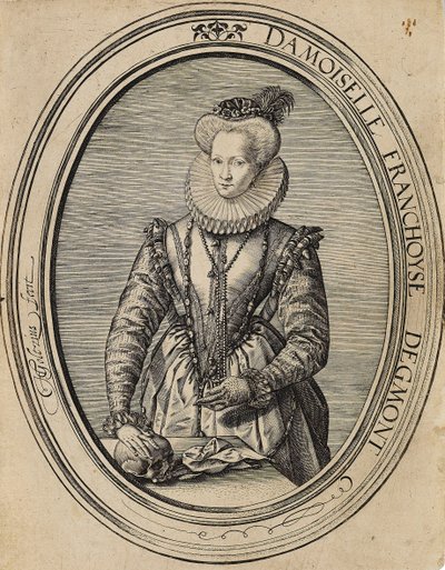 Françoise av Luxemburg, grevinna av Gavre, Dame de Fiennes 1495-1557, 1580. av Hendrik Goltzius