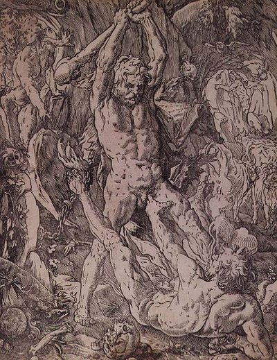 Hercules och Cacus av Hendrik Goltzius