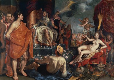 Hermes presenterar Pandora för kung Epimetheus, 1611 av Hendrik Goltzius
