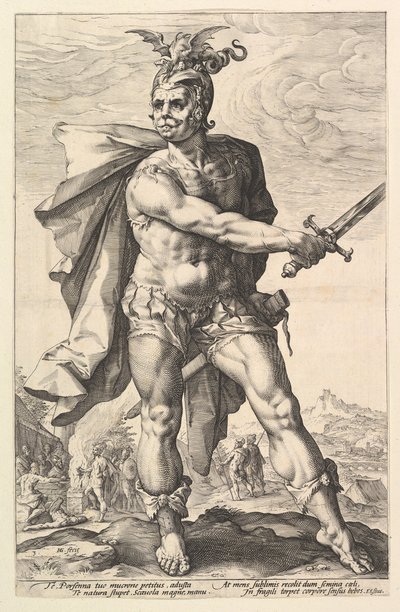 Mucius Scaevola, från serien The Roman Heroes, 1586 av Hendrik Goltzius