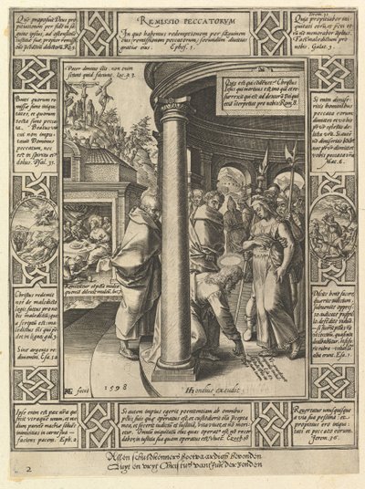 Syndernas förlåtelse, från allegorierna om den kristna trosbekännelsen, 1598 av Hendrik Goltzius