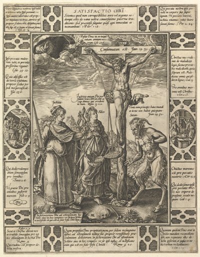 Satisfactio Christi, från Allegories of the Christian Faith, från Christian and Profane Allego.... av Hendrik Goltzius