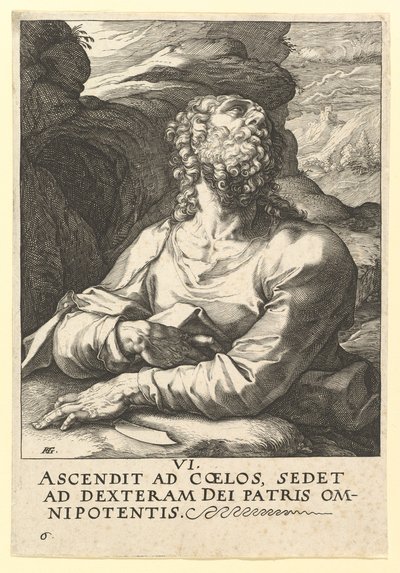 S:t Bartolomeus, från Kristus, apostlarna och St. Paulus med trosbekännelsen, ca. 1589. av Hendrik Goltzius