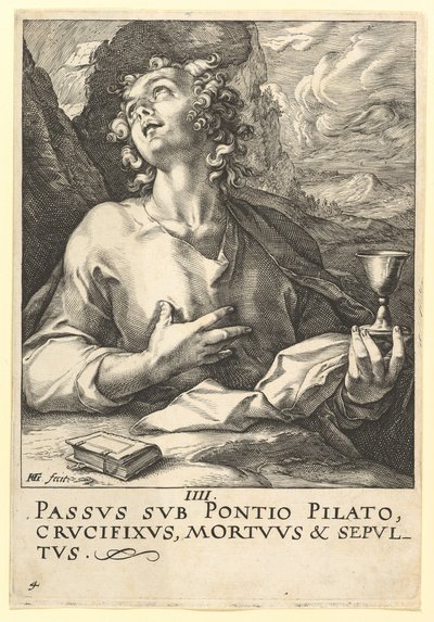 Johannes, från Kristus, apostlarna och Paulus med trosbekännelsen, ca. 1589. av Hendrik Goltzius