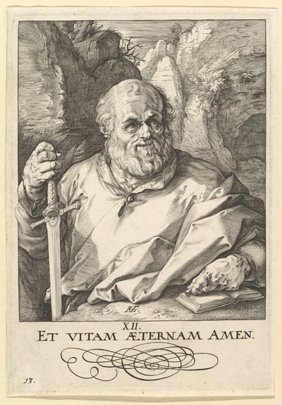 Den helige Mattias, från Kristus, apostlarna och den helige Paulus med trosbekännelsen, ca. 1589. av Hendrik Goltzius