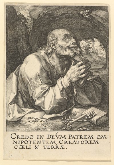 Sankt Petrus, från Kristus, apostlarna och Paulus med trosbekännelsen, 1589. av Hendrik Goltzius