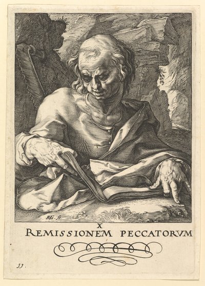 Den helige Simon, från Kristus, apostlarna och den helige Paulus med trosbekännelsen, ca. 1589. av Hendrik Goltzius