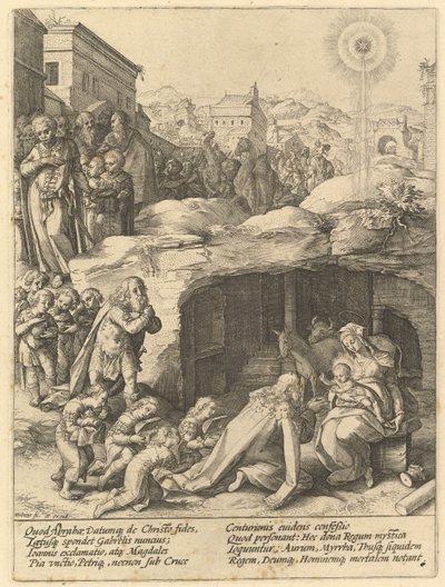 Tillbedjan av Magi, ca. 1585. av Hendrik Goltzius
