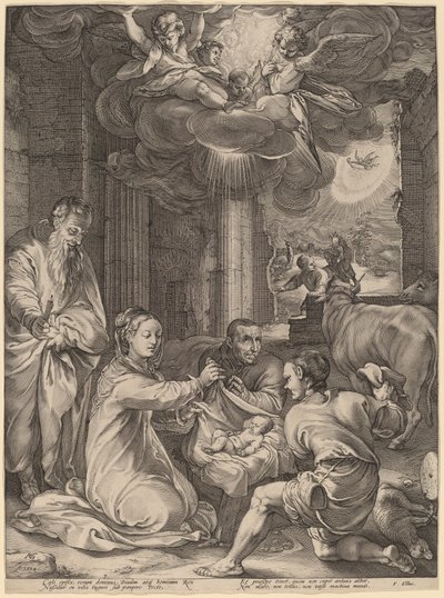 Tillbedjan av herdarna av Hendrik Goltzius