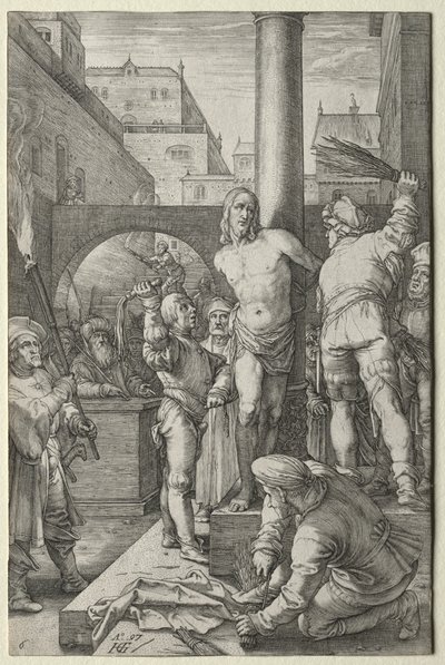 Flagelationen från The Passion. av Hendrik Goltzius