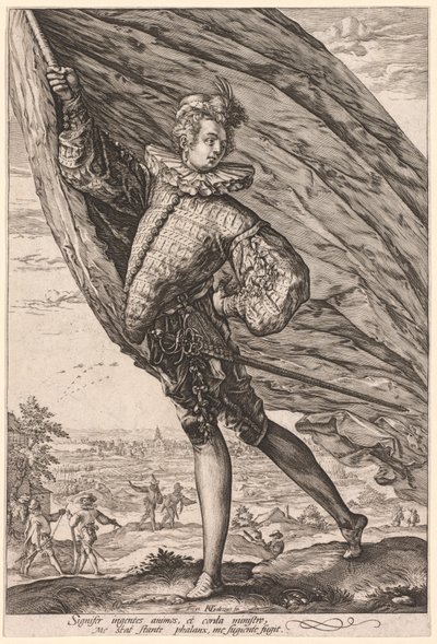 Fanebäraren, vänd till vänster, 1587. av Hendrik Goltzius