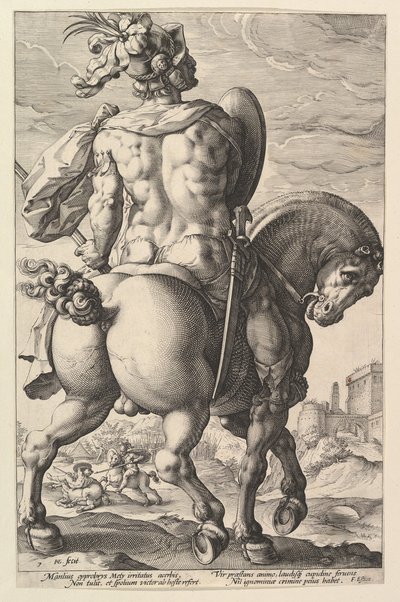 Titus Manlius, från serien The Roman Heroes, 1586. av Hendrik Goltzius