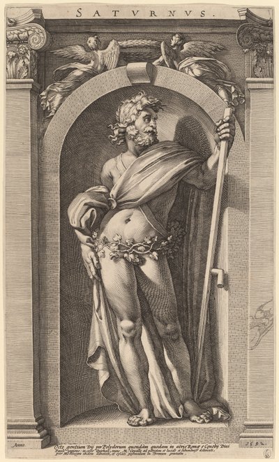 Saturnus av Hendrik Goltzius after Polidoro da Caravaggio