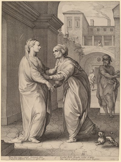 Besöket av Hendrik Goltzius in the style of Parmigianino