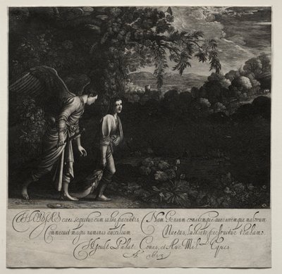 Tobias och ängeln (stor tallrik) av Hendrik Goudt