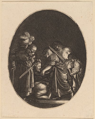 Halshuggning av Johannes Döparen av Hendrik Goudt after Adam Elsheimer