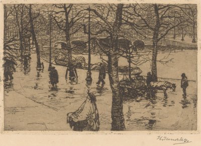 Kanal i regnigt väder av Hendrik Henrichs (signed by artist)